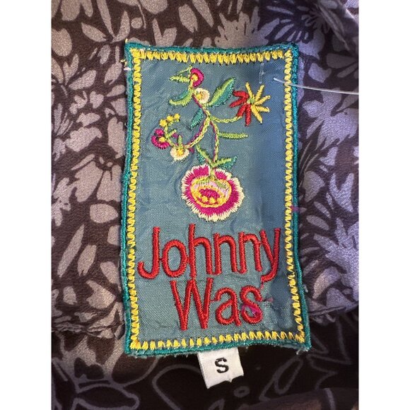 Johnny Was Purple & Mint Silk Floral Print Boho Dress w/Tie Neck  Size S - Picture 11 of 12